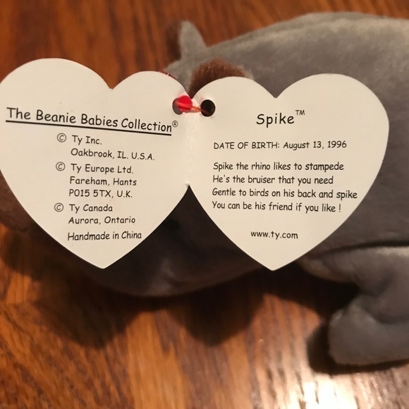 SPIKE the rhino Ty beanie baby. Mint - Picture 6 of 8